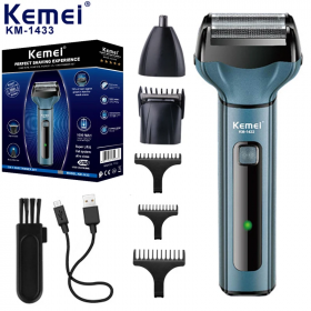 Kemei 3 en 1 puissant rasoir électrique visage corps tondeuse barbe Machine à raser rasoir nez oreille tondeuse pour hommes