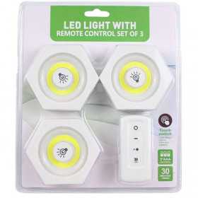 (pack 3 pcs) lampes COB LED Night light sans fil plus télécommande pour armoire